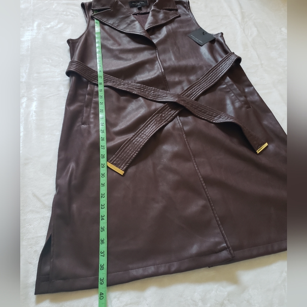 MARC NEW YORK FAUX LEATHER Trench Coat (color is Decadent Chocolate) - Picture 8 of 14